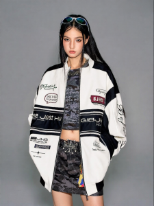 BJHG | Stylish Biker American Embroidery Baseball Jacket Leather Jacket for Fall