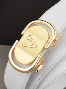 Men Fashion Letter Fashion Genuine Belt Characteristic Belt Male Automatic Leather Buckle Student Pant Belt Khaki