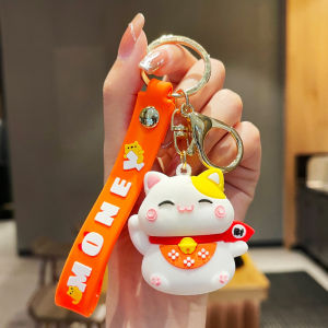 Cute Cat Keychain Cartoon Car Buckle Small Gift Backpack Accessory Lovely Cat Charm Tassel Bag Accessories Brand Mengxi MX-80219