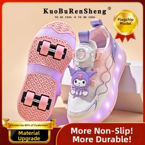 KUOBURENSHENG | Cute Cartoon Design Rotating Buckle Removable Glowing Roller Skates