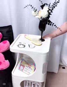 ●SG Stock● ABS & PS Portability Side Table Cart Trolley Movable Coffee Table Bedside Table Sofa Side Table Storage Shelf Tea Table Kitchen Rack Kitchen Storage Rack Snack Storage Rack Book Shelf Book Rack Organizer Cart Trolley Makeup Rack Cosmetics Rack