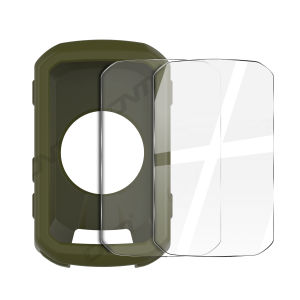 2-in-1 Kit: Silicone Case & 2 Tempered Glass for Garmin Edge 550/850 GPS Bike Computer Protective Cover + Dual Screen Guards