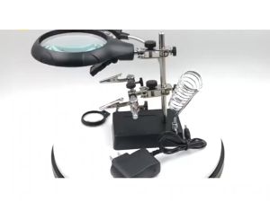 360° Rotate Desktop Magnifier Stand Holder Clamp 2.5x-10x Welding Magnifying Glass With Led