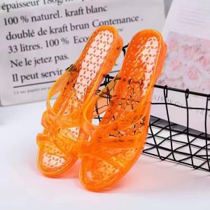 Mùa Hè Mới Nữ Dép Đế Phẳng Pha Lê Thời Trang Xuyên Thấu Gót Thấp Chống Trơn Trượt Khử Mùi Thoải Mái Dép Chéo Dây Đeo Vai