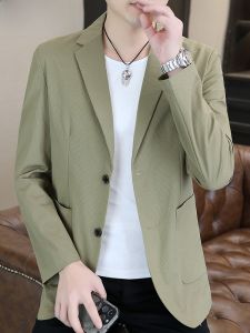 HENGYUANXIANG | Hengyuanxiang Summer Thin Sun Protection Mens Ice Silk Casual Lightweight Elastic Business Style Single-breasted Coat