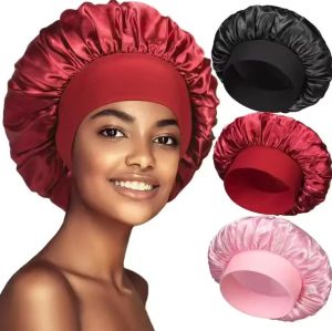 กริลกริกริ๊งก์หมวกสำหรับทั้งชายและหญิงหมวกยางยืดผ้าซาตินพรีเมี่ยมหมวกใส่นอนดูแลเส้นผมสีทึบทนทานหมวกบอนเนตหมวก