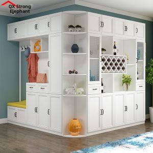 QIANGXIANG | Multifunction Hall Cabinet with Wine Sideboard and Shoe Storage