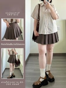 กระโปรงสั้นทรงเอเอวสูง ผ้าโพลีเอสเตอร์ ลายจุด กระโปรงสั้นทรงเอสไตล์เกาหลีสำหรับผู้หญิงไซส์ใหญ่