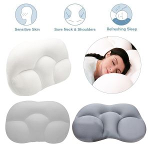 Hàn Quốc 3D Microbeads Gối cổ Tất Cả Các Vòng Đám Mây Gối Mềm Mại Thoáng Khí 3D Ergonomic Trung Tâm Trứng Rãnh Thiết Kế Gối ngủ gối cổ
