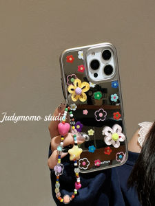 Feminine Style iPhone16pro Max Mirror Floral Protective Phone Caso JUDYMOMO STUDIO Original Design Silicone Material