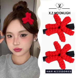 X.Z.MOONLIGH Two-Dimensional Funny Red Angry Wool Hairpin for Women in Autumn and Winter Angry Duckbill Hairpin Cute Expression Bag Bangs Clip