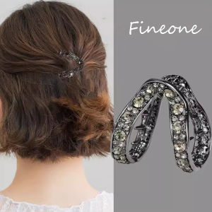 Fashion Women V-shaped Mini Hair Claw Clip Shiny Crystal Small Sizes High Ponytail Holder Side Fixed Diamonds Headwear