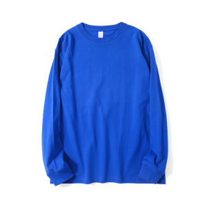 Heavyweight White Cotton Long Sleeve Basic T-shirt Thickened Breathable Youth Fashion Sports American Retro Pure Cotton Base Shirt