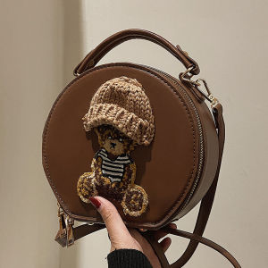 Cute Fashionable Small round Bag Womens Handbag Spring Summer New Style Youth Casual Shoulder Crossbody Bag Soft PU Leather