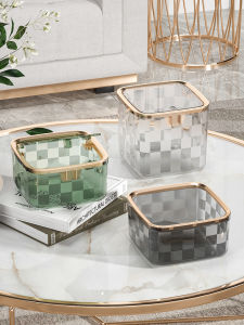 Mini Desktop Trash Can Home Use Car Storage Bucket Luxury Tea Table Makeup Desk High Aesthetic Value Paper Basket