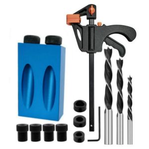 ช่างไม้เฉียง Locator เจาะ Bits Pocket Hole Jig Kit 15 องศามุมเจาะชุดคู่มือ W/ติดตั้งคลิป Hole Puncher เครื่องมือ
