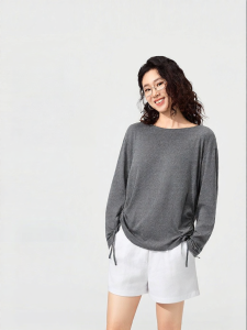Purcotton | New Spring Summer 2026 Multi-color Loose Fit Womens Long Sleeve T-shirt