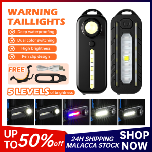 LED Red Blue Shoulder Police Flashlight Bike Taillight with Clip Type-C Rechargeable Torch Helmet Red Blue Caution Warn Light Flashlight