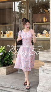 Đầm thiết kế BEMINE cổ tròn thêu hoa dáng dài phù hợp đi làm đi chơi-B532