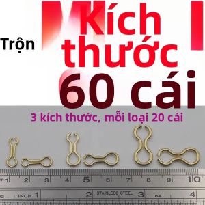 MNFT 60 Cái Bộ Đầu Nối Câu Cá Nhiều Kích Cỡ Bằng Thép Không Gỉ Đồng Thau Splay Ring Rig Móc Treo Với 8 Dây Hình Chữ S Mắt Dây Thép