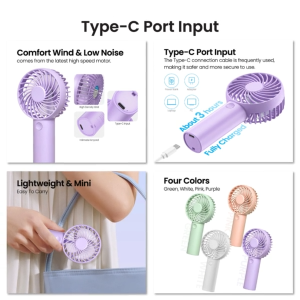 VEGER VLF-11 Mini Turbo Fan 1200mAh Battery Lightweight and Portable 3 Speeds [12 Months Warranty]