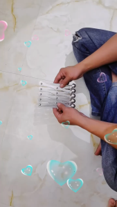 [OKLIFE. ]Black And Silver Row Hooks Stainless Steel Retractable Door Rear Hook 6 Hooks Door Rear Hook