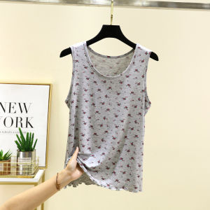 Modal round Neck Floral Strap Vest Women Summer Thin Sleeveless Base Shirt Casual Loose Can Be Outerwear Top
