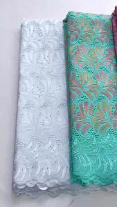 African Swiss Voile Lace Fabric Pink Blue Floral Embroidery Cotton With Stones 2026 High Quality Nigerian Dry Lace For Party Dre