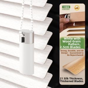 KAMUANG | Retro Style Wood Grain Aluminum Venetian Blind for Living Spaces