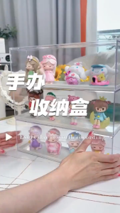 Transparent Acrylic Display Box LED ✨ 桌面亚克力展示盒 Kotak Pameran Akrilik LED Kotak Paparan Mainan Wooden Top Base Light Storage