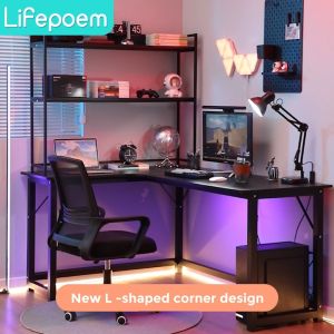 L Shape Gaming Table Meja Gaming Computer/PC/Study Table Meja Komputer Meja Pc Anti-Scratch Table Office Table Premium Carbon Fiber Table Gaming Desk