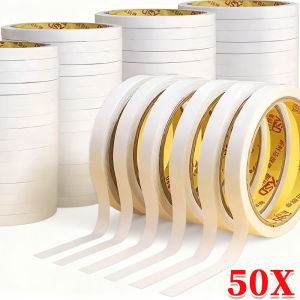 50Roll White Super Strong Double Sided Tape / Super Adhesive Tape Strips for Home Office Supplies
