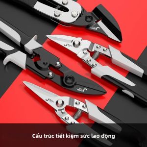 Kéo Cắt Kim Loại Chuyên Nghiệp Bằng Thép Không Gỉ Dùng Cho Cắt Tấm Kim Loại Ống PVC - Tay Cầm Bằng Cao Su Kéo Đa Năng