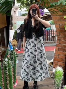 plus Size Womens Slimming Suit Dress Summer Age Reduction Fat Sister Meat Covering Suit Strapless Dress Two Piece Set