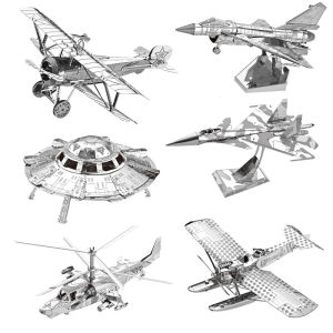 3D Metal Puzzles DIY Manual Military Air Force J-20 J-15 J-10B SU-34 KA-50 Rescue Helicopter Assemble Model Jigsaw Puzzles Toys