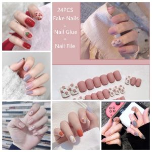 Fake Nails Set with Glue Long Nails Nail Beauty Wear Manicure DIY Nail Art Artificial Nails Art Kit Multi Choices