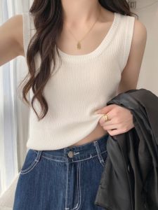 Áo Vest Dệt Kim Màu Trắng Hở Vai Rộng Cho Nữ Áo Vest Mỏng Bằng Lụa Băng Áo Vest Ôm Vừa Vặn Áo Vest Dài Tay Màu Trắng Áo Vest Mùa Thu