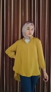 ATASAN BLOUSE WANITA POLOS LENGAN PANJANG TERBARU CRINKLE AIRFLOW PREMIUM