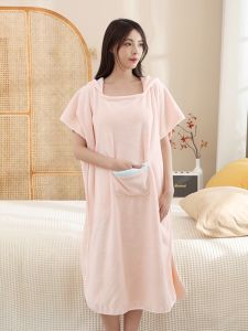 New Large Size Hooded Bathrobe Adult Robe Long Coat Absorbent Towel Cape Home Clothes Comfortable Home Use Winter Thickened