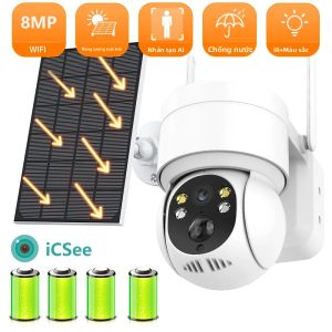 Camera Năng Lượng Mặt Trời WiFi PTZ 8MP Không Dây Ngoài Trời Với Pin Tích Hợp Giám Sát Video 1080p Chế Độ Chờ Lâu Điều Khiển Ứng Dụng iCsee