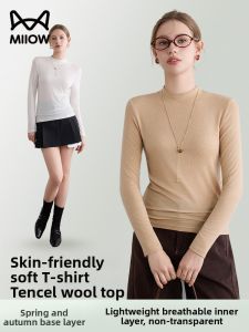 MiiOW | Slim Fit Soft Tencel Wool Blend Long Sleeve T-Shirt
