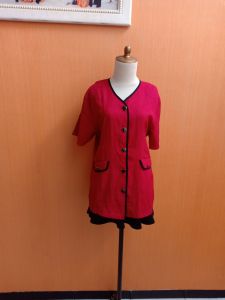 atasan wanita merah BRAVAS cewek L XL blouse lengan pendek kerja kuliah santai jumbo