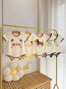 cat and fish | Bodysuit Trẻ Em Cổ Ngắn Nhẹ Nhàng Bằng Cotton