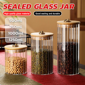 Baete Canister Glass Food Container with Metal Ring Handle Kitchen Storage Organizer Jar