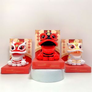 1 piece of solar powered lion dance home decoration car ornaments. Cute annual party gift. mascot