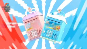 ATM Celengan Kartun Mainan Anak-anak Dengan Musik / Digital Kata Sandi Buka Kunci Otomatis Menyedot Uang Kertas Celengan Karakter Pikachu Kuromi Mesin ATM Hadiah Anak