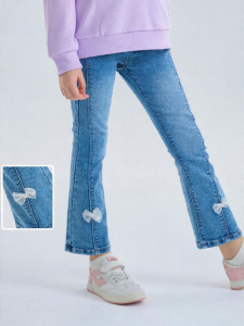 Mark Fairwhale | Bow Tied Flared Jeans for Girls Slenderizing Soft Pants