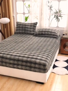 Thick Rabbit Plush Bed Sheet Solid Color Bed Sheet Milk Fleece Bed Cover