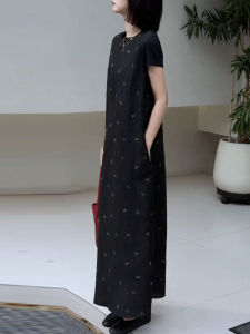 UYFY | Black Embroidered Sleeveless Loose Fitting Fashionable Versatile Casual Work Dress