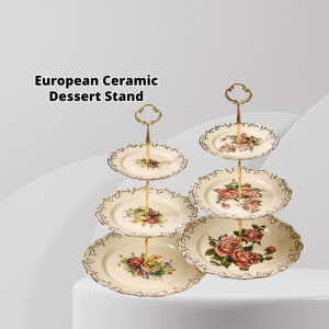 🔥Ramadan Sale🔥YU Ready Stock European Cake Stand 3 Layers Wedding Cake Plate Stand Dessert Fruits Vegetable Placed Tool Food Display Tray Cupcake Candy Cookie Serving Plate for Wedding Birthday Party